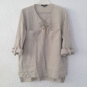 ELLEN TRACY |100% Linen blouse